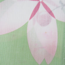 Load image into Gallery viewer, 浴衣 浴衣 SEIKO MATSUDA 黄緑色ｘピンク色 桜にさくらんぼ柄 身丈Ｌサイズ 綿 夏用 夏物 身丈164cm