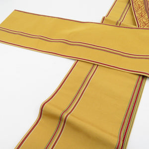 Hakata weaving half -width band change pattern orange silk half width length 360cm beautiful goods