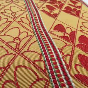 Hakata weaving half -width band change pattern orange silk half width length 360cm beautiful goods