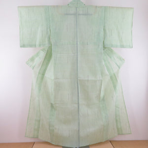 Summer kimono single hemp / polyester blend bliped yellow -green wide collar woven kimono casual summer summer 156cm