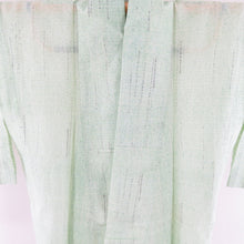 Load image into Gallery viewer, Summer kimono single hemp / polyester blend bliped yellow -green wide collar woven kimono casual summer summer 156cm