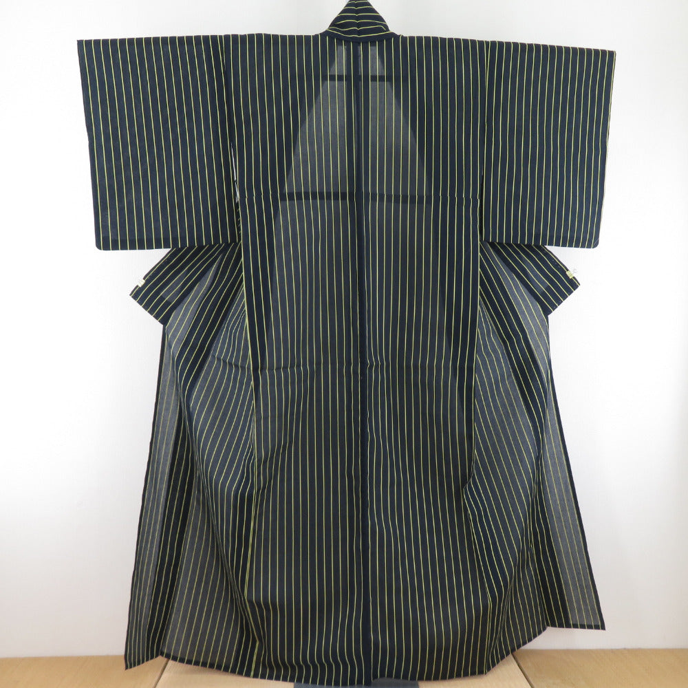 Summer kimono single coat striped type Popular blue wide collar woven pattern Polyester Washable kimono casual summer size 158cm