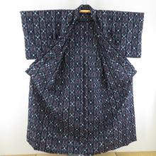 Load image into Gallery viewer, Cotton kimono single garment collar change Ichimatsu -style tailoring kimono ladies women&#39;s height 151cm