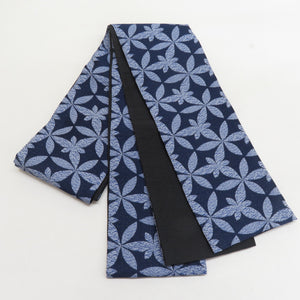 Half -width band seven treasure pattern Polyester Washable Navy blue sash sash half width band -tailored length 405cm