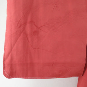 色無地 鹿の子に花地紋 袷 広衿 赤茶色 正絹 蔦紋 一つ紋 フォーマル 仕立て上がり着物 身丈162cm 美品
