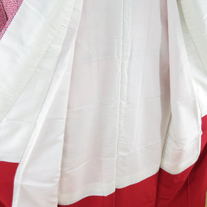 小紋 総絞り 正絹 赤色 袷 広衿 カジュアル 仕立て上がり着物 身丈158cm
