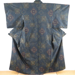 Tsumugi Kimono Yokomo Oshima Tsumugi Hika pattern Woven Popular Lined Collar Black Black Black Pure Silk Casual Casual Kimono