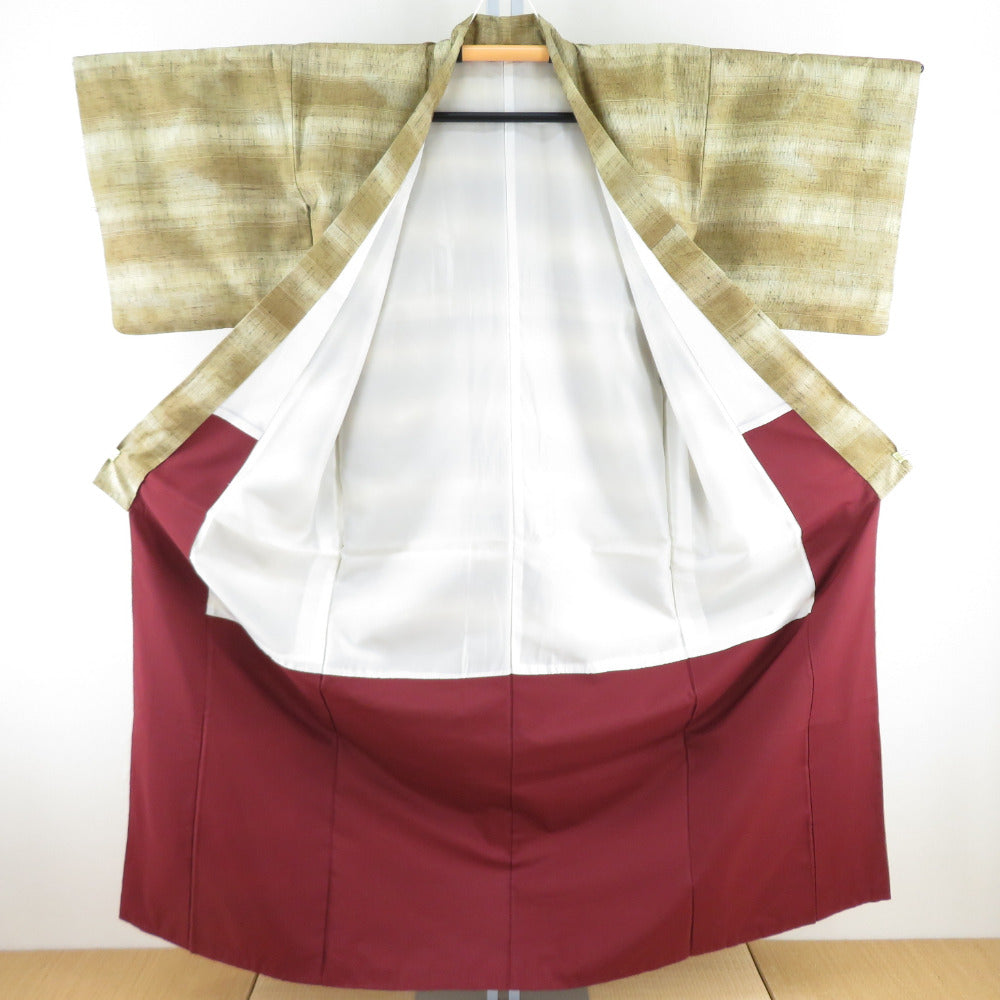 【特売安い】北嵯峨紬　グリーンのグラデーションの小紋　着物 着物・浴衣