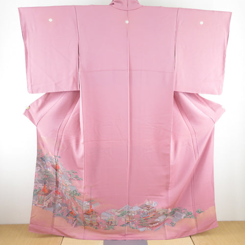 Color Tomesode Kori Kori, Edo -cho, Edo -cho, Pure silk five crests, three purple lined lined, wide collar dressing formal tailoring up 160cm beautiful goods