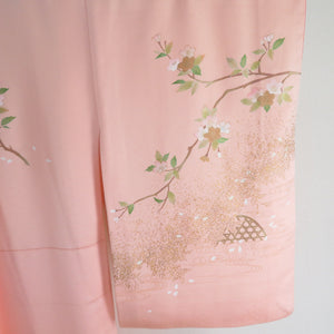 訪問着 桜文様 さくら 箔 ピンク色 正絹 袷 広衿 セミフォーマル 仕立て上がり 身丈159cm