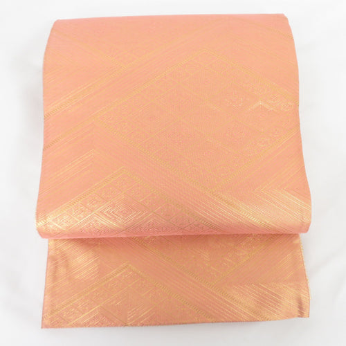 Hakuso Obi Saga Nishiki Traditional Craftsman Vice Ichiuo Kinuo Orange Revershindable All Pattern Pure Silk Silk Silk Formal Kimono Bearing Length 440cm Beautiful goods