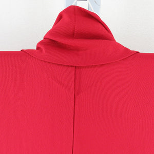 振袖 刺繍 花車文様 単色 正絹 袷 広衿 赤色 成人式 卒業式 フォーマル 仕立て上がり 着物 身丈163cm 美品
