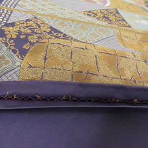 Higaki Silk Pure Silk Pure Silk Blue Purple Gold Six Pass Pure Silk Formal Kimono Length 424cm Beautiful goods