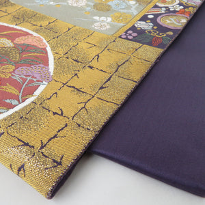 Higaki Silk Pure Silk Pure Silk Blue Purple Gold Six Pass Pure Silk Formal Kimono Length 424cm Beautiful goods