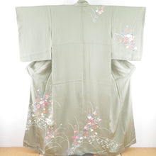 Load image into Gallery viewer, Visit ringwear foil Lined collar silk silk Matha -brown crest kimono tailoring up 158cm