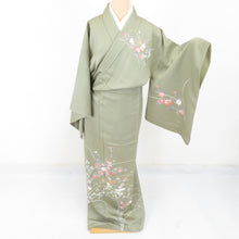 Load image into Gallery viewer, Visit ringwear foil Lined collar silk silk Matha -brown crest kimono tailoring up 158cm