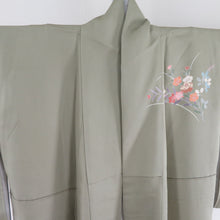 Load image into Gallery viewer, Visit ringwear foil Lined collar silk silk Matha -brown crest kimono tailoring up 158cm