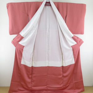 Color plain swelling Wide collar wide collar red pink pure silk one crest 5ring kiri semi -formal tailoring kimono 169cm beautiful goods