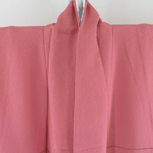 色無地 膨れ 袷 広衿 赤桃色 正絹 一つ紋 落款付 五三桐 セミフォーマル 仕立て上がり着物 身丈169cm 美品