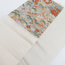 Load image into Gallery viewer, Bagist Zhou Gosho Silk Pure Silk Pure Silk Blue Gray Beige Gold Six Pattern Pure Silk Fomal Tailoring Kimono Obi Length 420cm Beautiful goods