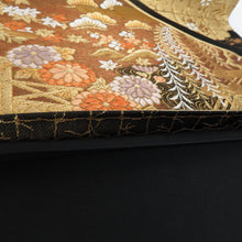 画像をギャラリービューアに読み込む, 袋帯 四季草花 正絹 黒金色 金糸 六通柄 正絹 フォーマル 仕立て上がり 着物帯 長さ420cm