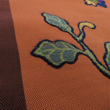 Load image into Gallery viewer, Back band pongee leaf leaf pattern pure silk brown pure silk taiko pattern casual tailoring kimono length 444cm beautiful goods