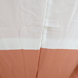 色無地 袷 広衿 オレンジ色 正絹 落款付 作家物 一つ紋 木瓜紋 セミフォーマル 仕立て上がり着物 身丈164cm 美品