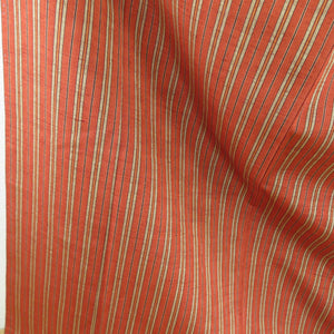 Tsumugi kimono striped pattern Lined collar red pure silk casual kimono tailoring height 159cm
