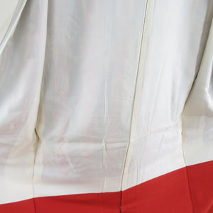 紬 着物 縞文様 袷 広衿 赤色 紺色 正絹 カジュアル着物 仕立て上がり 身丈162cm