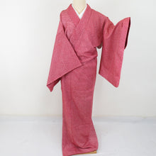 Load image into Gallery viewer, Komon total squeezed pure silk red lined lined lined collar Casual tailoring kimono 165cm
