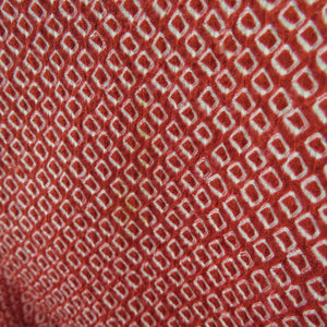小紋 総絞り 正絹 赤色 袷 広衿 カジュアル 仕立て上がり着物 身丈165cm