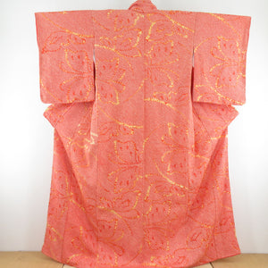 Komon total aperture butterfly pure silk orange, lined lined lined wide collar casual tailoring kimono 161cm