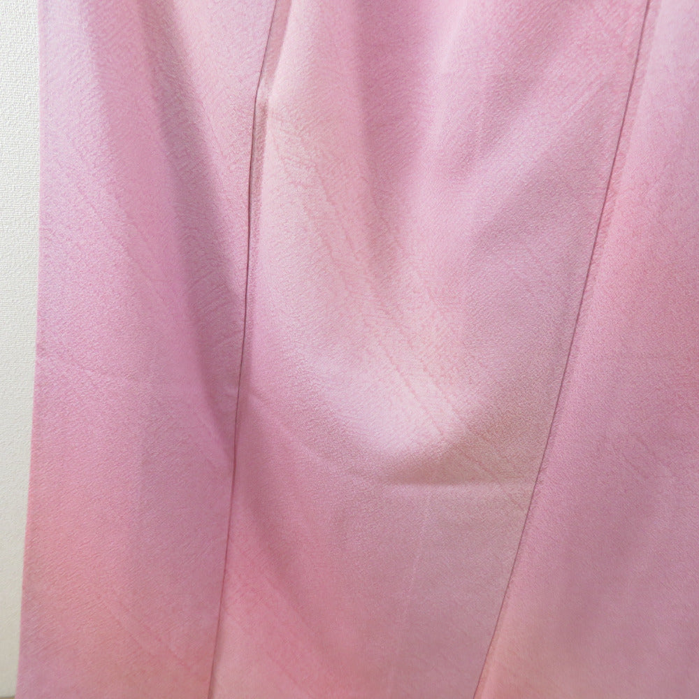 色無地 袷 広衿 紫色 正絹 ぼかし 作家物 落款付 一つ紋 五三桐紋 セミ