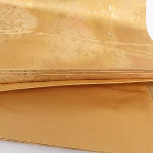 袋帯 箔 壺文様 正絹 橙色 お太鼓柄 正絹 セミフォーマル 仕立て上がり 着物帯 美品