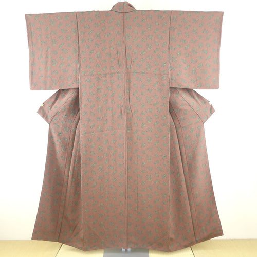 Komon Pure Silk Crepe Kind Purpose Lined Collar Brown Casual Kimono Tailoring