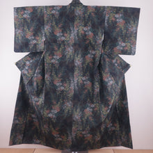 Load image into Gallery viewer, Tsumugi Silk Flowers Lined Collar Black Brown Casual Casual Kimono Tailor