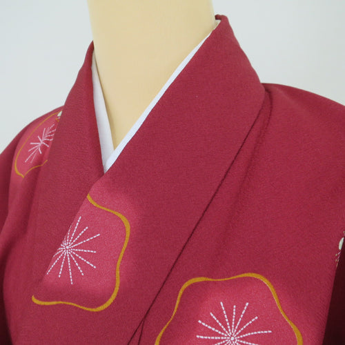 Komon Shoulder length 162.5cm (4 shaku 2 inch 8 minutes) Polyester Komon engine plum wide collar Height about 157cm in direction #1001 Used