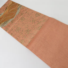Load image into Gallery viewer, Bagus band carving gold leaf salmon orange Kinhana arabesque six -handed pattern pure silk length 432cm beautiful goods