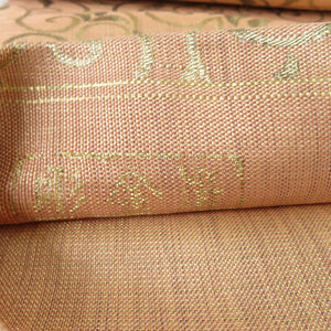 Bagus band carving gold leaf salmon orange Kinhana arabesque six -handed pattern pure silk length 432cm beautiful goods