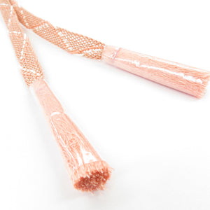 帯締め 夏用 帯〆 レース締め 平組 くみひも 絹100% ラメ入 ピンク色 正絹 和装小物 夏物 レディース 女性 長さ164.5cm