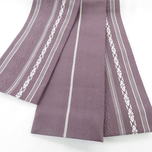 角帯 綿100％ 綿角帯 日本製 献上柄 くすみ紫×白 紫 紳士 男性用 定番 浴衣帯 メンズ 男帯 着物 和装  長さ400cm