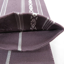 画像をギャラリービューアに読み込む, 角帯 綿100％ 綿角帯 日本製 献上柄 くすみ紫×白 紫 紳士 男性用 定番 浴衣帯 メンズ 男帯 着物 和装  長さ400cm