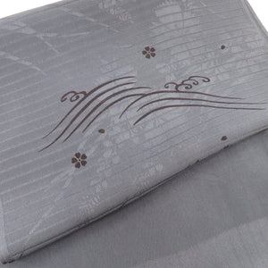 帯揚げ 正絹 夏用帯揚げ 絽 青みグレー地 波 地模様 絹100％  長さ約175cm