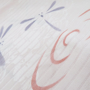 帯揚げ 正絹 夏用帯揚げ 絽 青みピンク地 とんぼ 地模様 絹100％  長さ約168cm