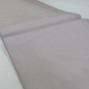 名古屋帯 夏帯 薄紫色 銀波 一重太鼓 銀糸 夏用 正絹 カジュアル 仕立て上がり 夏物   長さ376cm 美品