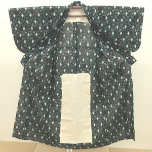 Antique Kimono Cotton Kimono Biwear Dave Blue Cotton Kasuri Wide Collar Star Star (from the shoulder) Approximately 145cm (3 shaku 8 inch 2 minutes) Retro Meiji Taisho Roman Kimono Remake Used