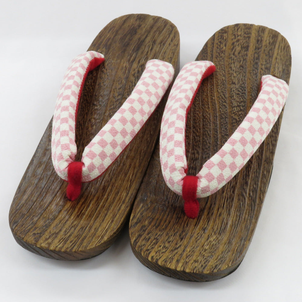 Japanese accessories Ladies for yukata Ladies Nin White Pink Ichimatsu pattern x Red 25 ~ 26cm Size Casual Footwear for Women Summer