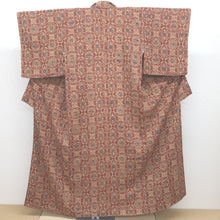 Load image into Gallery viewer, Komon -shaped dyeing lined collar wide collar flower bamboo bird Bamboo bird brown pure silk height (4 shaku 1 inch 6 minutes) Approximately 158cm used for remake