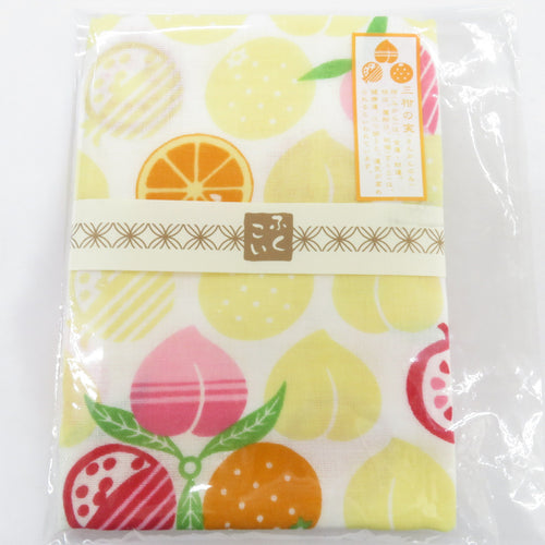 Japanese small towel gauze hand wiping white x Yellow mandarin peach peach crunchy crafts fruit fruit fruits 100 % cotton made in Japan