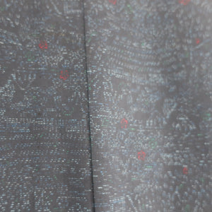 ウール着物 小花柄 紺色 バチ衿 (3尺9寸0分)148cm カジュアルきもの 仕立て上がり 中古
